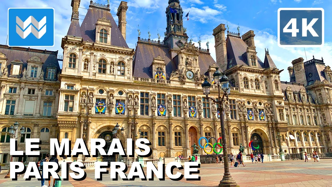 [4K] Le Marais in Paris France 🇫🇷 2022 Walking Tour & Travel Guide 🎧 Binaural Sound