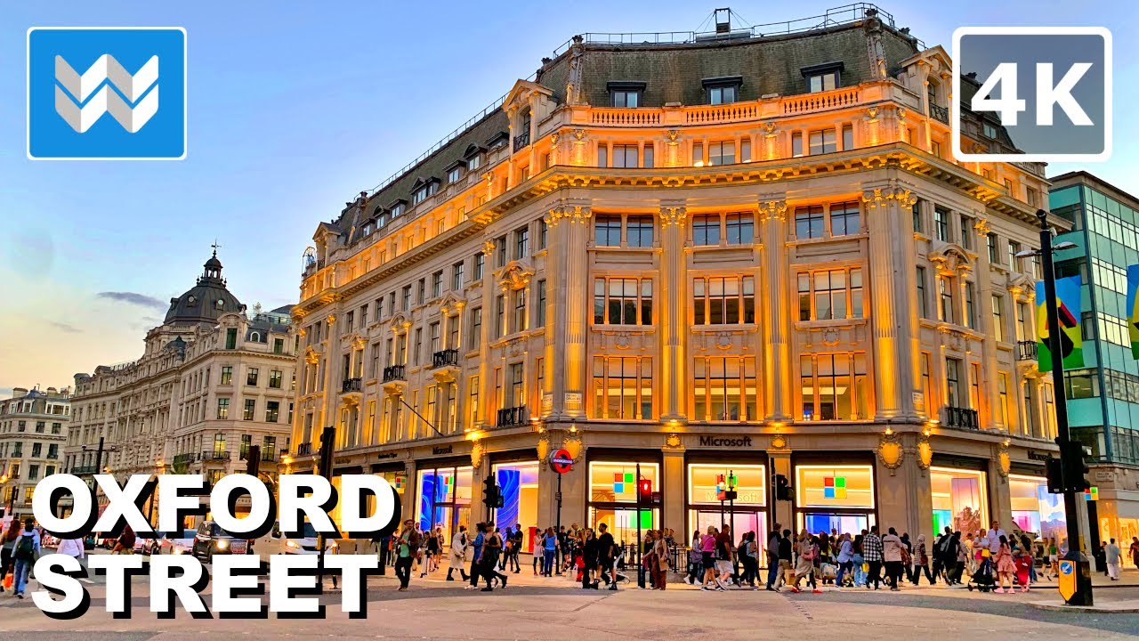 [4K] Oxford Street in London England 🇬🇧 Walking Tour & Travel Guide 🎧 Binaural City Sound
