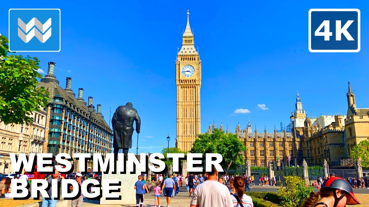 [4K] Westminster Bridge (Big Ben) in London UK 🇬🇧 2022 Walking Tour & Travel Guide 🎧 Binaural Sound